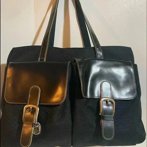 Jack Georges  unisex black canvas briefcase bag - Picture 1 of 15
